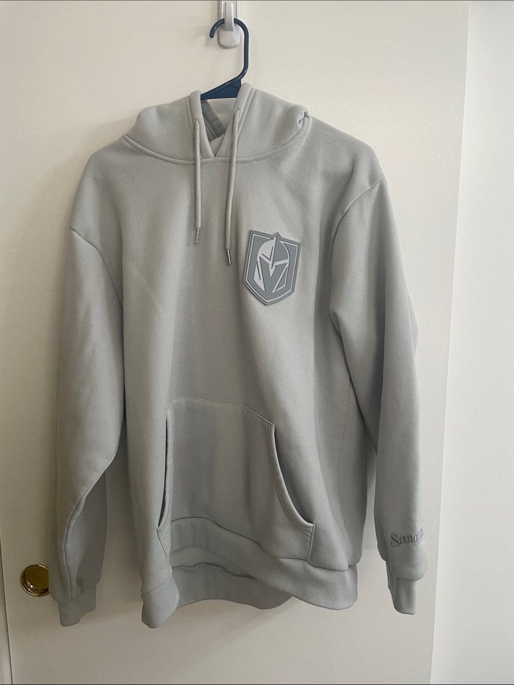 Men's Gray Pullover Hoodie with Crest Logo
